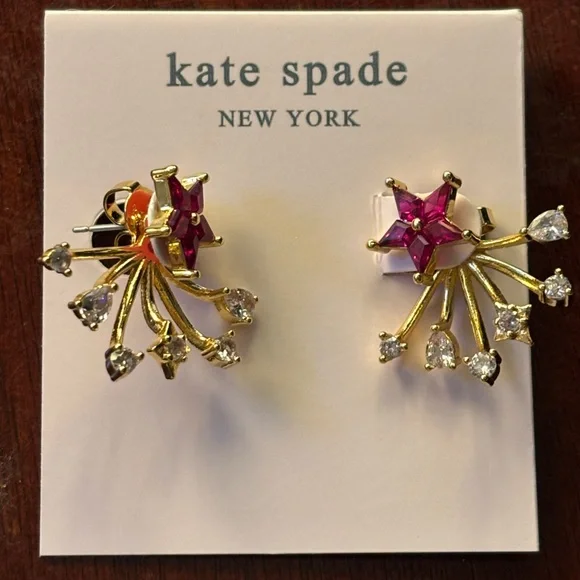 KATE SPADE NEW YORK ♠️ COSMOS MULTI STAR GOLD TONE FRONT TO BACK EARRINGS ⭐️ - Picture 3 of 5